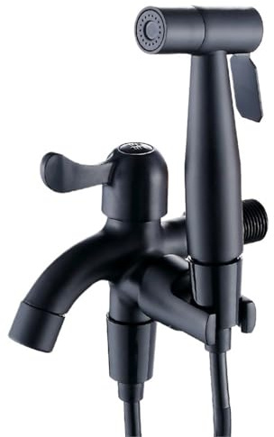 Rubinetto for bidet singolo freddo da bagno in acciaio inox 304 nero con rubinetto for doccia a parete