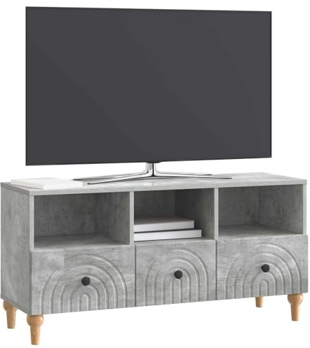 vidaXL TV-Schränk Betongrau 102 x 34,5 x 50 cm Holzwerkstoff, Wohnzimmer, rechteckiger, Vintage, robuster TV-Schrank, Stauraum Möbel, modernes Medienregal, praktische Regale