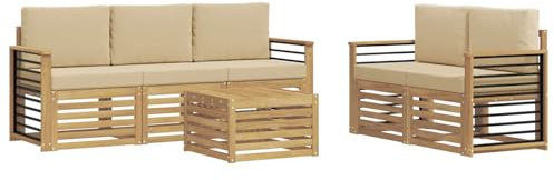 vidaXL Sofagarnituren Massivholz Akazie, Garten Lounge, langlebige Ecksofa, Moderne Möbel für Terrasse, Bequeme Sitzecke zum Entspannen