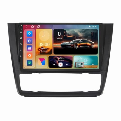 9 Pulgadas Doble DIN Android 15 Radio de Coche para BMW 1 Series E81 E82 E87 E88 2008-2012 con CarPlay Cámara de Respaldo Controles del Volante GPS Navi Enlace al Espejo(A,A1 1G+32G)