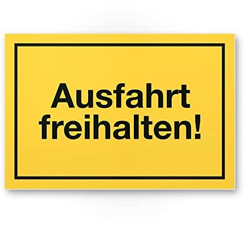 Cartello in PVC (giallo, 30 x 20 cm), per tenere libere le uscite di giorno e di notte – segnale di uscita, lasciare libero il passaggio “Ausfahrt freihalten” – in PVC – divieto di parcheggio