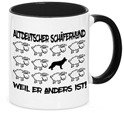 siviwonder Tasse Black Sheep - ALTDEUTSCHER SCHÄFERHUND - Hunde Fun Schaf für Kaffeetrinker Hundebesitzer Büro lustige Tasse Becher für Hunde Fans Geschenkidee für Freunde Familie