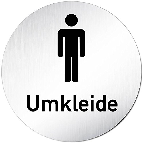Türschilder24 XXL Türschild • Ø 100 mm rund • Schild Umkleide Herren • aus veredeltem Aluminium Vollmaterial • geschliffene Edelstahloptik • 100% Made in Germany