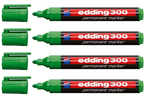 edding Set of 4 Permanent Markers 300, Refillable, 1.5-3 mm [Green]