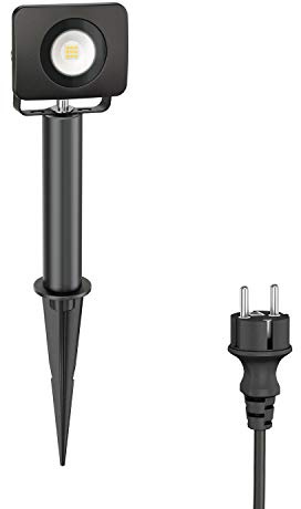 ledscom.de LED Gartenstrahler Wega mit Erdspieß und 15cm Sockel für außen, schwarz, 9,46W, 935lm, warm-weiß
