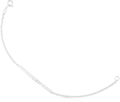 TOUS Pulsera de Plata de Primera Ley para Mujer con Motivo de 3.4cm, 17.5 cm de Largo, Clásica y Elegante, Colección Straight