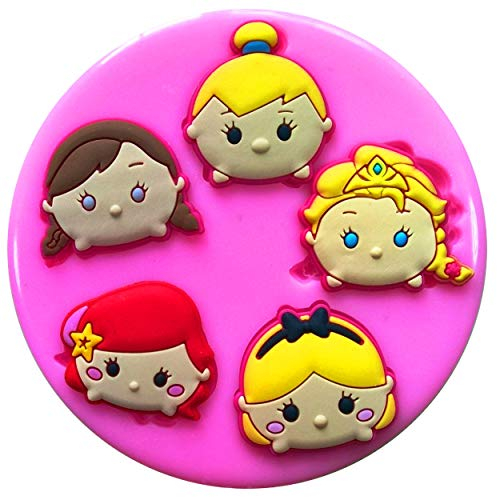 Disney Princess visages Alice au pays des merveilles, fée clochette, Anna La Reine des neiges, Ariel, Aurora, belle Moule Moule en silicone pour décoration de gâteaux gâteaux en pâte à sucre Fairie