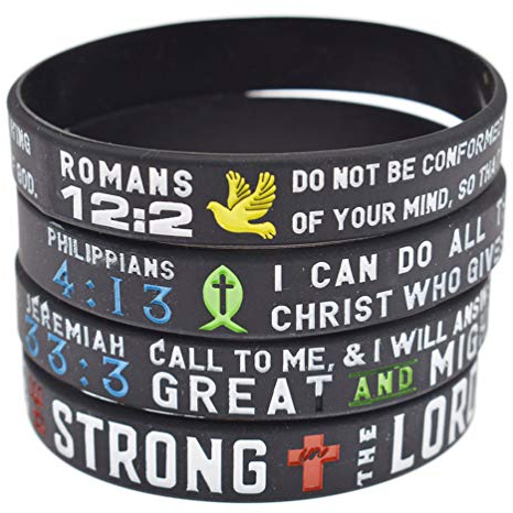 Kesheng 4x Silikon Armband Bibel Verse Christian Schrift Unisex Schmuck Geschenk