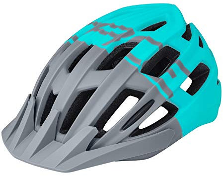Force Corella MTB Mountainbike-Helm mit Visier (x5 Farboptionen), Grey/Turquoise, 54-58 cm