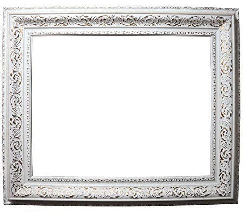 Barockrahmen weiß mit Goldornament 566 BIA, als Zuschnitt, Leerrahmen, Wechselrahmen oder Spiegel