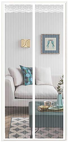 GettyGears Moustiquaire Porte Magnétique Ignifuge Moustiquaire Aimantée Anti Feu Sur Mesure de Porte Rideau de Porte Antimoustique Pour Couloirs Portes 160x220cm Blanc