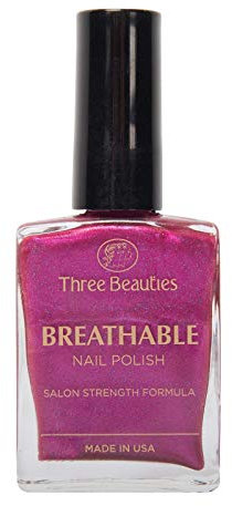 Breathable Halal 100% Vegan Nail Polish by Three Beauties of London - Nadine Light Burgundy - 14.8ml