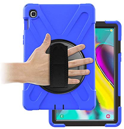 Gerutek Custodia Cover per Samsung Tab S5e 10,5 2019, SM-T720/T725 Protettiva Cover Resistente Antiurto agli Urti con 360 Supporto Rotante e Cinturino per Mano/Trasporto per Galaxy Tab A S5E, Blu
