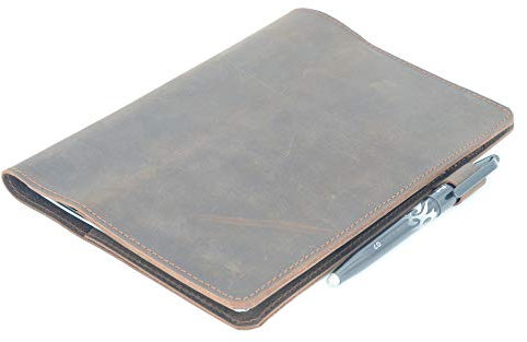 JJNUSA Vintage Echtleder-Notizbuch für Rocketbook Everlast Core Fusion, Briefschreiben, Leder, Reisetagebuch, Einband für A4, Größe 21,6 x 30 cm, Dunkelbraun