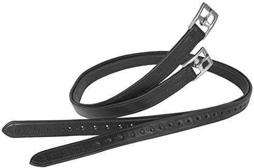 Equinate Leder Steigbügelriemen Superior mit Edelstahlschnallen Schwarz 150