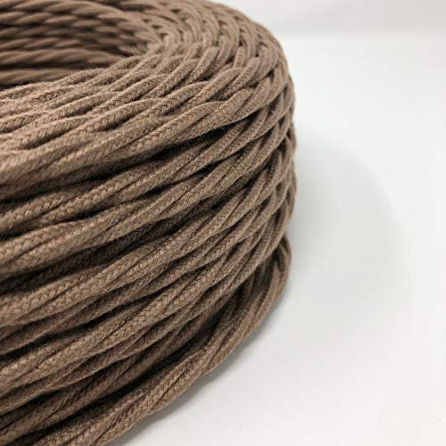 Cavo Elettrico Treccia/Trecciato Rivestito in Tessuto. Colore Marrone Orzo. Sezione 3x1.50 (5 Metri)