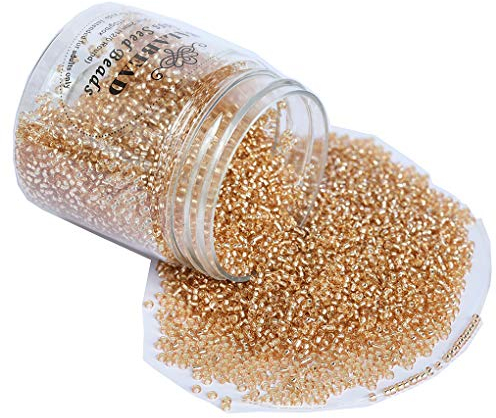 Bala&Fillic Size 12/0 Glass Seed Beads Champagne Color 2mm Transparent Silver Lined Seed Beads for Making Bracelet Necklace and Jewelry About 10000pcs/110g (Champagne)