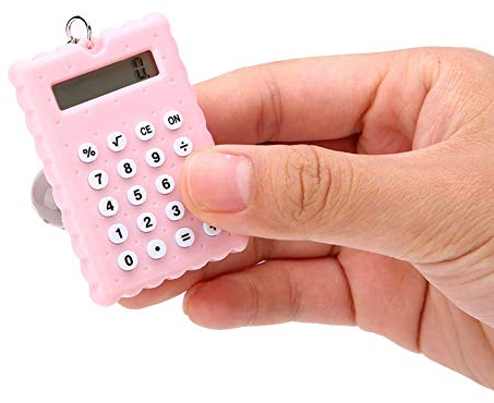 Calcolatrice portachiavi, mini portachiavi portatile con portachiavi, calcolatrice tascabile con display a 8 bit per bambini/studenti(Rosa)
