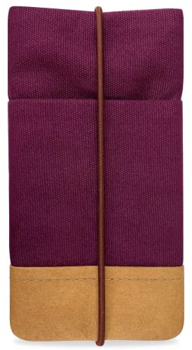 Kuratist Handy Tasche - Moin - Kompatibel z.B. mit iPhone 16/15/14/13 Pro Max & Plus Modellen Handgefertigt aus Baumwoll-Canvas/Papierleder – Smartphone Hülle mit Verschluss – Uni Berry