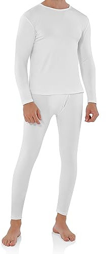 WEERTI Thermo-Unterwäsche für Herren, lange Unterhose mit Fleecefutter, Basisschicht für kaltes Wetter, Oberteil, Weiss/opulenter Garten, Small