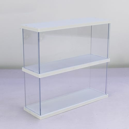 Joody 2 Niveaux Vitrine pour Collection Transparent Vitrine Acrylique pour Figurine Voiture Miniature, Boite Plexiglas avec Porte, Maison Etagere de Rangement Parfum Anti - poussiere(30x10x26,8cm)