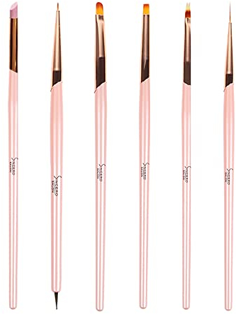 SINCERO Salon Lot de 6 pinceaux pour nail art, vernis à ongles gel, outils de conception de peinture, pinceaux de qualité supérieure, adaptés aux professionnels et aux loisirs créatifs