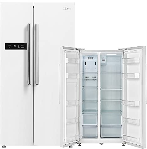 Midea Frigorifico Americano Combi No Frost Blanco 176,5 x 89,7 cm con Capacidad 532L | Nevera Americana SBS con Congelador Vertical 197L y Panel Táctil | Tecnología No Frost y Filtro Anti-bacterias