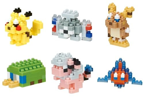 Bandai - Nanoblock - Pack Mini-Figurines Pokémon type Électrique - Coffret de 6 Figurines Pokémon à Assembler en Briques - Jeu de construction Maquette - Jouet Enfant 12 ans et + Ado Adultes - NBPM08B