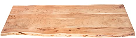 SAM Tischplatte 160x60 cm Tom, Holzplatte aus Akazienholz massiv + naturfarben + lackiert, stilvolle Baumkanten-Platte, pflegeleichtes Unikat