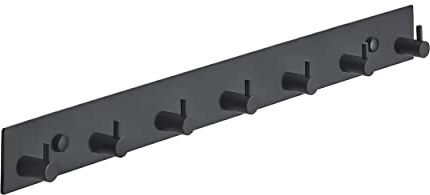 Brute Strength - Garderobenständer - 7 Haken - 46 cm - Edelstahl - Türhaken für Küche, Hakenleiste schwarz, Wandgarderobe, Bad, Wohnzimmer und Flur für Mützen Schals Handtaschen, Handtuchhaken