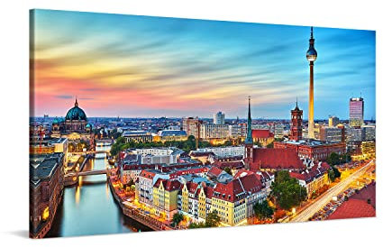PICANOVA – Premium Leinwanddruck – Leinwandbild Berlin Panorama 100x50cm – Kunstdruck Auf 2cm Holz-Keilrahmen Für Schlaf- Und Wohnzimmer – Kollektion Deutschland