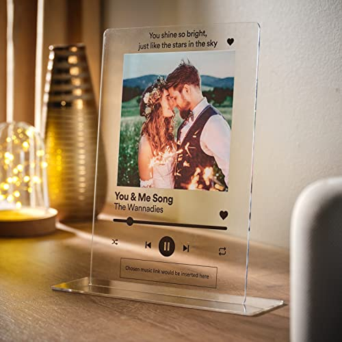 Placa personalizable con foto y canción hecha a medida, para regalo, elige tu canción hecha a pedido, tamaño A4 (soporte acrílico)