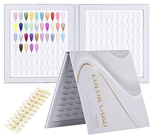 BNG 120 Nagellack Display Buch Profi Nagelfarbe Karte Palette Gellack Präsentation mit 240 Stück Nagel Tipps, Nagel Buch Praxis Design Planke für DIY Nagelkunst Salons Satz, 120 Stück-G