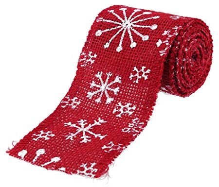 Milisten Weihnachts-Schneeflocke, Jute, Bastelband, drahtgebunden, Stoffband, dekoratives Weihnachtsband für Urlaub, Girlande, Geschenkverpackung, Handwerk, Dekoration, 2 , 6 cm