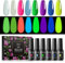 ROSALIND UV Nagellack, Leuchtende Neonfarben Shellac Set, 8 Farben Rosa Lila Blau Gelb Grün Weiß, Gel Nagellack Soak Off UV LED Gelnägel Set für Nail Art Maniküre-Set DIY Gel Nail Polish 8pcs