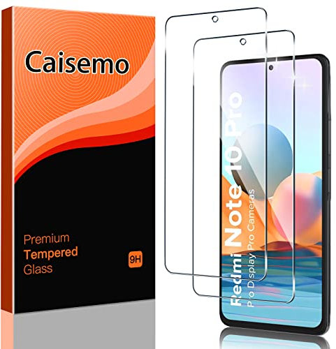 Caisemo 2 Pack For Xiaomi Redmi Note 10 Pro, Note 10 Pro Max 4G Tempered Glass Screen Protector,9H Hardness, Anti Scartch,Soft Touch