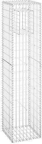 vidaXL Poteau à Panier de Gabion Poteau à Jardinière de Gabion de Patio Jardin Terrasse Extérieur Projets de Jardinage 40x40x180 cm Fer