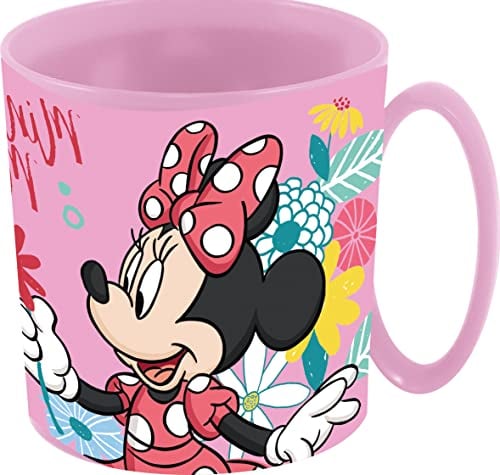 ALMACENESADAN, 4942, Pack vuelta al cole Disney Minnie Mouse spring look; compuesto por taza microondas 350ml, productos reutilizables, sin BPA