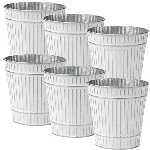 Oairse 6er Set Blumentöpfe aus verzinktem Stahl perfekt für Moderne Dekoration und Pflanztöpfe, Dekorativen Zink Töpfen drinnen und draußen