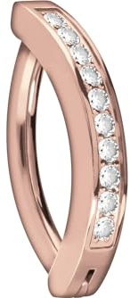 PIERCINGLINE Titan Bauchnabelclicker Bogen mit Kristallen Bauchnabelpiercing Bananabell Belly Piercing Roségoldfarben