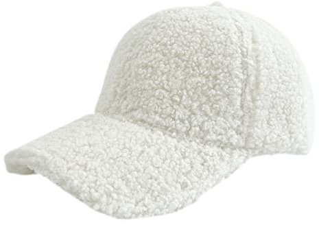 Rpporm Basecap Herren Weiß Damen Winter Faux Lammwolle Baseballmütze für Männer Frauen Teddy Fleece Sport Hüte Warm Winter Outdoor Reise Geschenk Cap Kleinkind