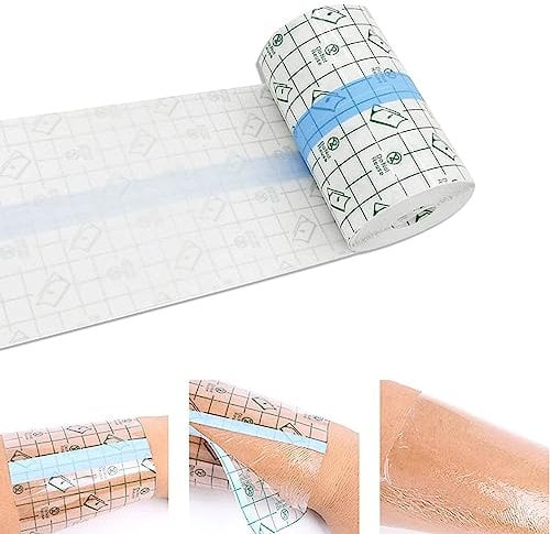Waterproof Transparent Bandage, 4 m x 15 cm Second Skin Healing Protective Clear Adhesive Bandages, Dressing Tape Protective Shower Patch For Tattoo Aftercare,Recovery,Plastic Cover,Protective Shield