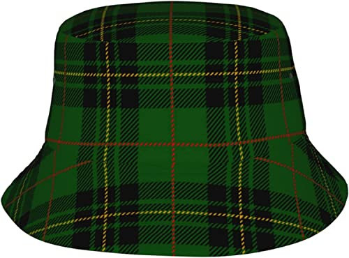 IUBBKI Fischerhut, Schottenkaro, kariert, schottisches Grün, kariert, Sonnenhut, Wandermütze, Fischerhut, Siehe Abbildung, L-3XL