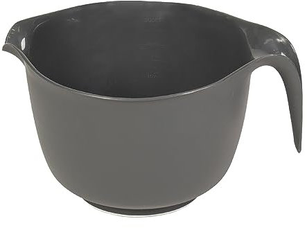 Glad Mixing Bowl with Handle – 3 Quart | Heavy Duty Plastic with Pour Spout and Non-Slip Base | Dishwasher Safe Kitchen Supplies for Cooking and Baking, Grey