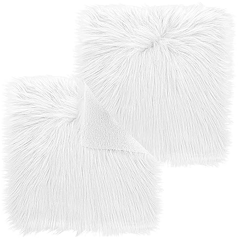 Sibba Kunstfell-Teppich Aus Kunstfaserstoff für Den Hof Vorgeschnittenes Kunsthandwerk Kostüm Doppelseitig Quadratisch Bastelstreifen Einlagen-Set Plüsch Flauschiges Tuch Fotografie (Weiß, 20 cm)