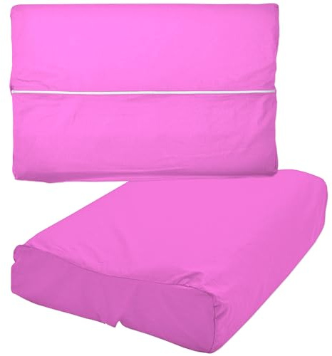 Nackenkissen Bezug 40x60 cm Pink Gesundheitskissen Überzug | Baumwolle Gesundheitskissen Vollschutzbezug mit Reißverschluss, Überzug für Nackenstützkissen, Universalbezug, Kissenhülle