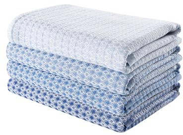 Blue Burgeon Geschirrtücher - 4 Geschirrtücher Baumwolle 40 x 60 Blaue Kombination - Sanfte Blaue Küchentücher im 4er-Pack