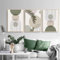 PWAAHDC Moderne Bilder Schlafzimmer Poster Set | Boho Abstrakte Grüne Pflanzen Leinwandbilder 3er Set | Wandbilder für Schlafzimmer | Ohne Rahmen | A3 Hochformat (30 x 42 cm)