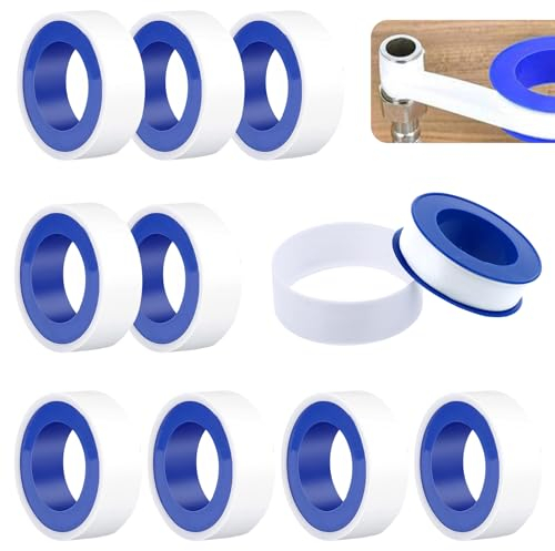 SRTSTR 10 Rollen Eflonband Gewindedichtband, Ptfe Dichtband 15mm*10m Teflon Band Ptfe Band für Pool, Küche, Rohren, Wasserhähnen, Plumbing Gelenk,Duschen und Badewannen