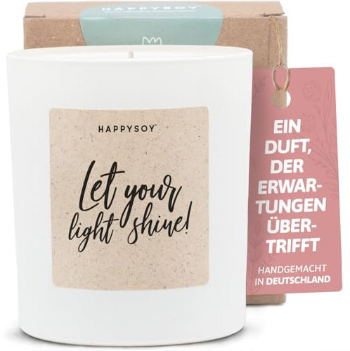 Geschenke für Yoga - Duftkerze mit Spruch - Meditation, Yogakerze, Entspannungskerze, Nachhaltig - Handgemachte Kerze - Sojawachs - Weiß